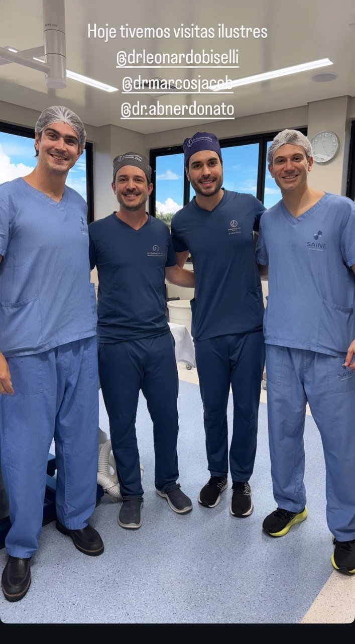 Leonardo Biselli, Marcos Jacob, Abner Donato e Dr. Guilherme Sella no Saine Health Complex, fevereiro de 2025