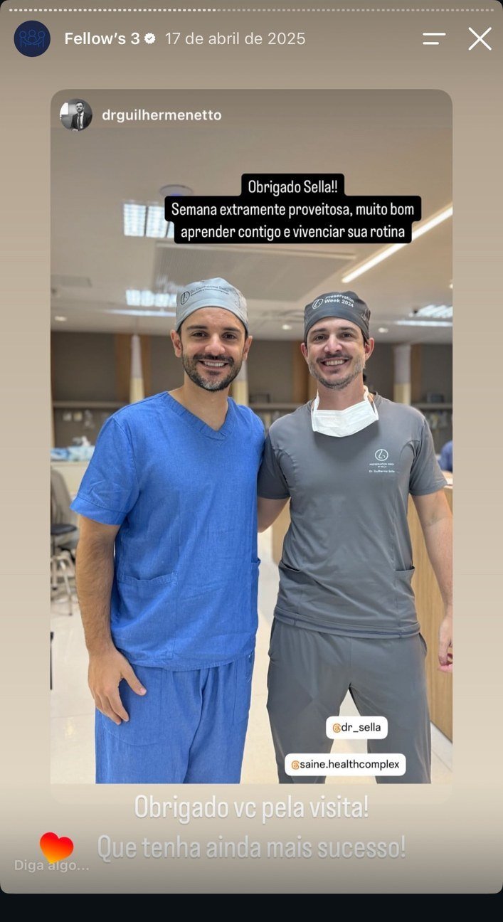 Guilherme Netto e Dr. Guilherme Sella no Saine Health Complex, abril de 2025