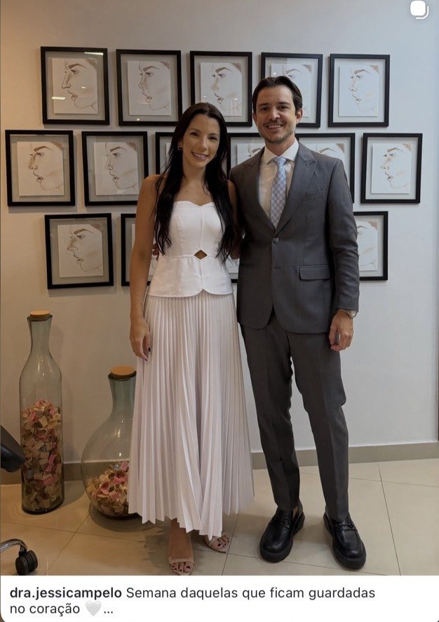 Jéssica Campelo e Dr. Guilherme Sella na Clínica Renassance, fevereiro de 2026